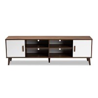 Baxton Studio Quinn 2-Door Wood Tv Stand In White And Brown