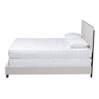 Baxton Studio Ansa Full Size Beige Fabric Upholstered Bed