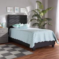 Baxton Studio Ansa Twin Size Dark Gray Fabric Upholstered Bed