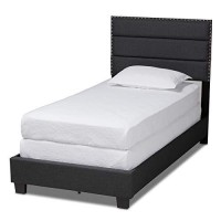 Baxton Studio Ansa Twin Size Dark Gray Fabric Upholstered Bed