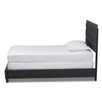 Baxton Studio Ansa Twin Size Dark Gray Fabric Upholstered Bed