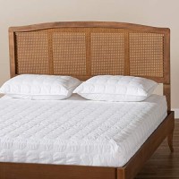 Baxton Studio Marieke Mid-Century Modern Ash Wanut Finished Wood And Synthetic Rattan Queen Size Headboard