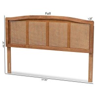 Baxton Studio Marieke Mid-Century Modern Ash Wanut Finished Wood And Synthetic Rattan Queen Size Headboard