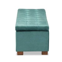 Baxton Studio Roanoke Teal Blue Velvet Upholstered Storage Ottoman Bench