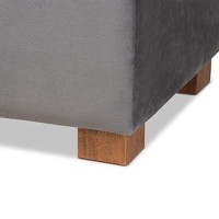 Baxton Studio Roanoke Modern And Contemporary Grey Velvet Fabric Upholstered Grid-Tufted Storage Ottoman Bench