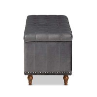 Baxton Studio Kaylee Modern And Contemporary Grey Velvet Fabric Upholstered Button-Tufted Storage Ottoman Bench