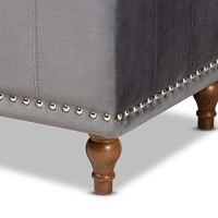 Baxton Studio Kaylee Modern And Contemporary Grey Velvet Fabric Upholstered Button-Tufted Storage Ottoman Bench