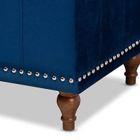 Baxton Studio Kaylee Modern And Contemporary Navy Blue Velvet Fabric Upholstered Button-Tufted Storage Ottoman Bench