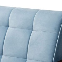 Baxton Studio Asta Light Blue Velvet Upholstered Walnut Wood Armchair