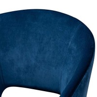 Baxton Studio Vianne Glam And Luxe Navy Blue Velvet Fabric Upholstered Gold Finished Metal Dining Chair