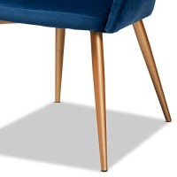 Baxton Studio Vianne Glam And Luxe Navy Blue Velvet Fabric Upholstered Gold Finished Metal Dining Chair