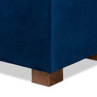 Baxton Studio Roanoke Modern And Contemporary Navy Blue Velvet Fabric Upholstered Grid-Tufted Storage Ottoman Bench