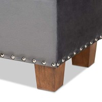 Baxton Studio Hannah Modern And Contemporary Grey Velvet Fabric Upholstered Button-Tufted Storage Ottoman Bench