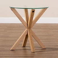 Baxton Studio Lida Glass And Wood Finished End Table