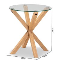 Baxton Studio Lida Glass And Wood Finished End Table