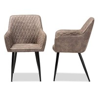 Baxton Studio Set Of 2 Belen Grey And Brown Upholstered Dining Chairs
