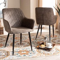 Baxton Studio Set Of 2 Belen Grey And Brown Upholstered Dining Chairs