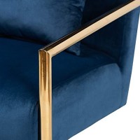 Baxton Studio Mira Glam And Luxe Navy Blue Velvet Fabric Upholstered Gold Finished Metal Lounge Chair