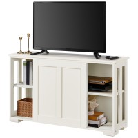 Yaheetech Tv Stand For Tv Up To 45 In, Tv Cabinet With Sliding Door And Adjustable Shelf, Entertainment Center Tv Console Table For Living Room, Antique White