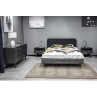 Armen Living Mohave 3 Piece Acacia Platform Queen Bedroom Set With 2 Nightstands, Gray