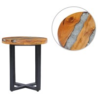Vidaxl Coffee Table 15.7X17.7 Solid Teak Wood And Polyresin