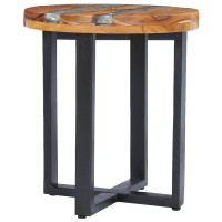 Vidaxl Coffee Table 15.7X17.7 Solid Teak Wood And Polyresin