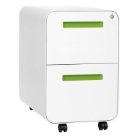 Laura Davidson Furniture Stockpile 2-Drawer Modern Mobile File Cabinet For Home Office Commercial-Grade One Size, White/Green