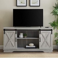Home Accent Furnishings Tucker 58 Inch Sliding Barn Door Tv Console In Stone Grey