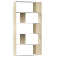 Vidaxl Book Cabinet/Room Divider White And Sonoma Oak 31.5X9.4X62.6