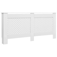 Vidaxl Radiator Cover 677X75X321 - White Mdf Heater Cover Cabinet With Modern Slatted Design And Extra Shelf Space, Easy Assembly