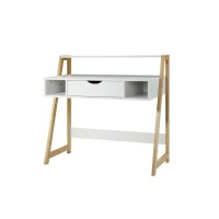 4D Concepts Heidi Collection Desk, White And Natural Wood