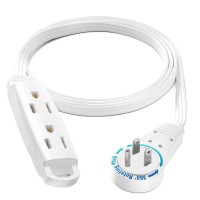 Maximm 360 Degree Rotating Flat Extension Cord 3 Feet Multi 3 Outlet Power Cord Grounded 16 Awg Ul Certified, White