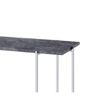 Benjara Contemporary Marble Top Sofa Table With Trestle Base, Gray And Silver