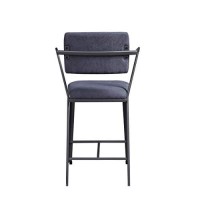 Benjara Fabric Upholstered Metal Counter Height Chair, Set Of 2,Gray And Black