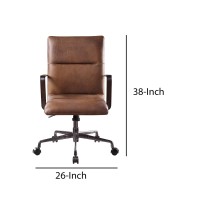 Benjara, Brown 5 Star Base Faux Leather Upholstered Wooden Office Chair