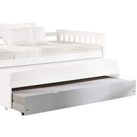 Benjara Mission Style Wooden Twin Size Daybed Trundle With Caster Wheels, White