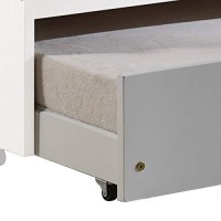 Benjara Mission Style Wooden Twin Size Daybed Trundle With Caster Wheels, White