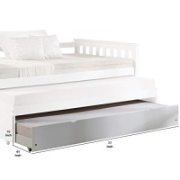 Benjara Mission Style Wooden Twin Size Daybed Trundle With Caster Wheels, White