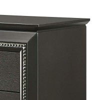 Benjara Contemporary Style 2 Drawer Wooden Nightstand With Turned Legs, Gray
