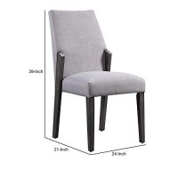 Benjara Wood And Fabric Upholstered Dining Chairs, Set Of 2, Gray And Black