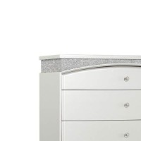 Benjara, Silver Modern Style 5 Drawer Wooden Chest With Rhinestone Inlays