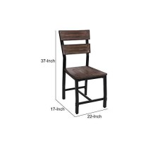 Benjara Wood And Metal Dining Side Chairs, Set Of 2, Brown And Black
