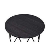 Benjara Industrial Round Top Wooden Coffee Table With Geometric Base, Brown And Black