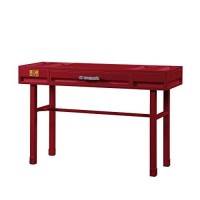 Benjara, Red Industrial Style Metal And Wood 1 Drawer Vanity Desk