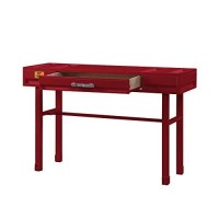 Benjara, Red Industrial Style Metal And Wood 1 Drawer Vanity Desk