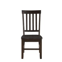Benjara Wooden Dining Side Chairs With Slated Style Back, Set Of Two, Brown