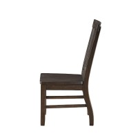 Benjara Wooden Dining Side Chairs With Slated Style Back, Set Of Two, Brown