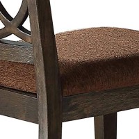 Benjara Wooden Side Chair With Cushioned Seat And Cut Out Back, Set Of 2,Brown