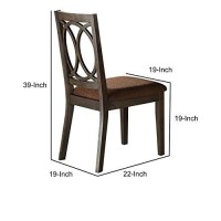 Benjara Wooden Side Chair With Cushioned Seat And Cut Out Back, Set Of 2,Brown