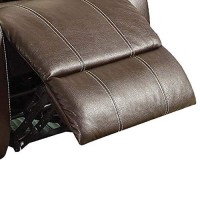 Benjara Leather Upholstered Metal Rocker Reclining Chair, Brown